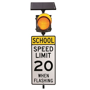 Solar Powered Double Flashing Beacon, 12"